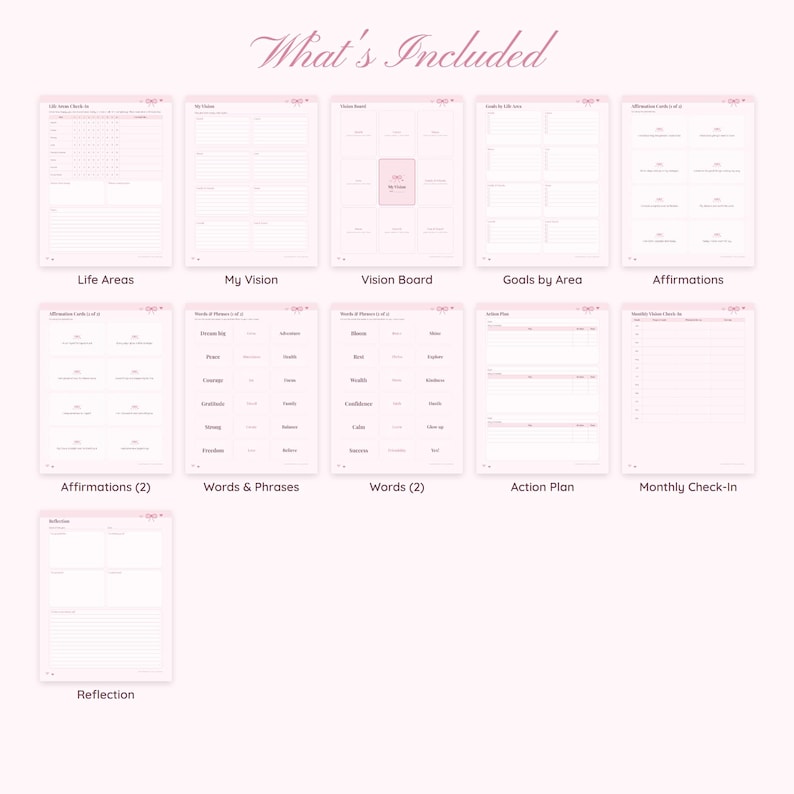 Vision Setting Template Pink Coquette Vision Board Kit Printable, Vision Board Template ...