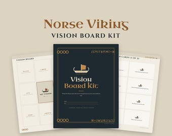 Norse Viking Vision Board Kit Printable, Vision Board Template, Affirmation Cards, Goal Setting Worksheet, Manifestation Planner