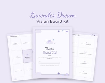 Lavender Dream Vision Board Kit Printable, Vision Board Template, Affirmation Cards, Goal Setting Worksheet, Manifestation Planner