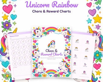 Unicorn Rainbow Chore Chart Printable, Kids Reward Chart, Morning Routine Chart, Bedtime Routine, Behavior Chart, Sticker Chart