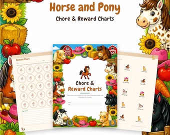 Horse and Pony Chore Chart Printable, Kids Reward Chart, Morning Routine Chart, Bedtime Routine, Behavior Chart, Sticker Chart