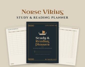 Norse Viking Student Planner Printable, Study Planner, Assignment Tracker, Class Schedule, Reading Log, Book Review, Homework Planner