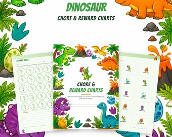 Dinosaur Chore Chart Printable, Kids Reward Chart, Morning Routine Chart, Bedtime Routine, Behavior Chart, Sticker Chart