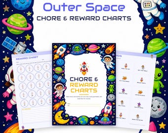 Outer Space Chore Chart Printable, Kids Reward Chart, Morning Routine Chart, Bedtime Routine, Behavior Chart, Sticker Chart
