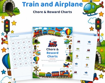 Train and Airplane Chore Chart Printable, Kids Reward Chart, Morning Routine Chart, Bedtime Routine, Behavior Chart, Sticker Chart