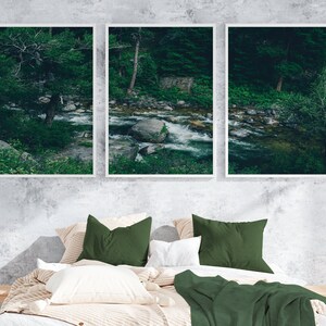 3 Piece Emerald Green Wall Art Print Forest Landscape Art - Etsy