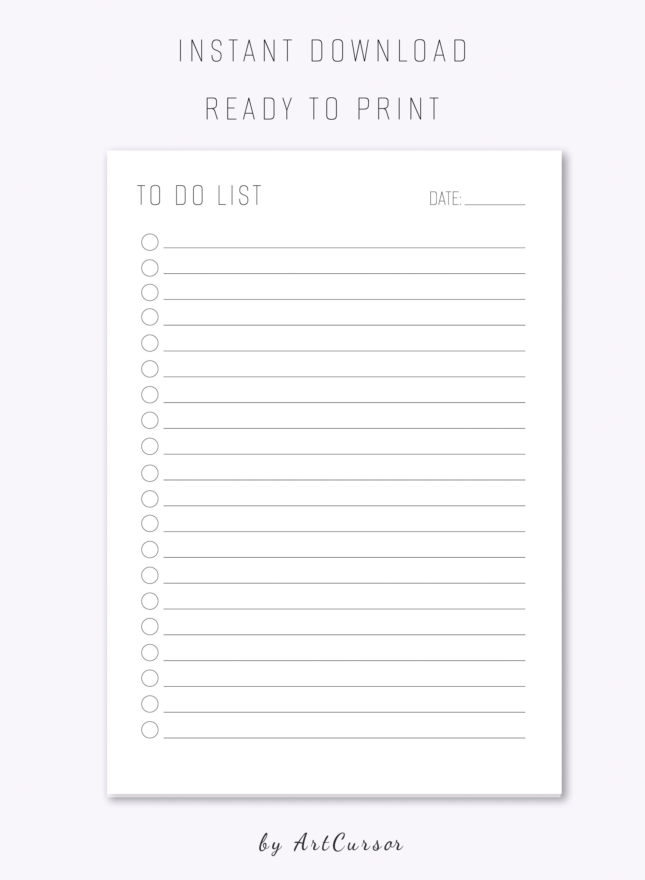 Minimal to Do List Printable, Productivity Planner, Simple Tasks List ...