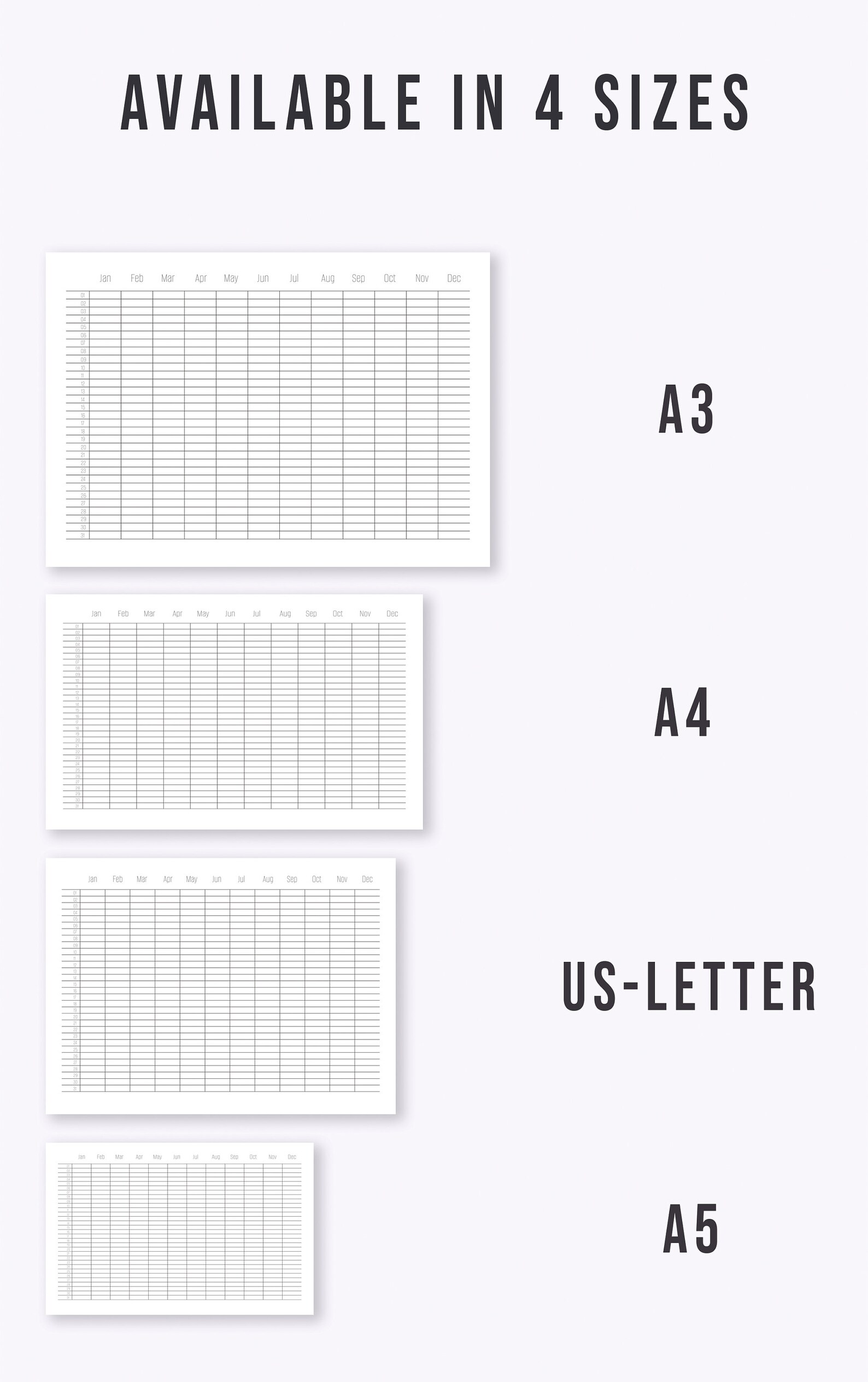 Yearly Planner Printable on 1 Page, Undated Yearly Calendar Template ...