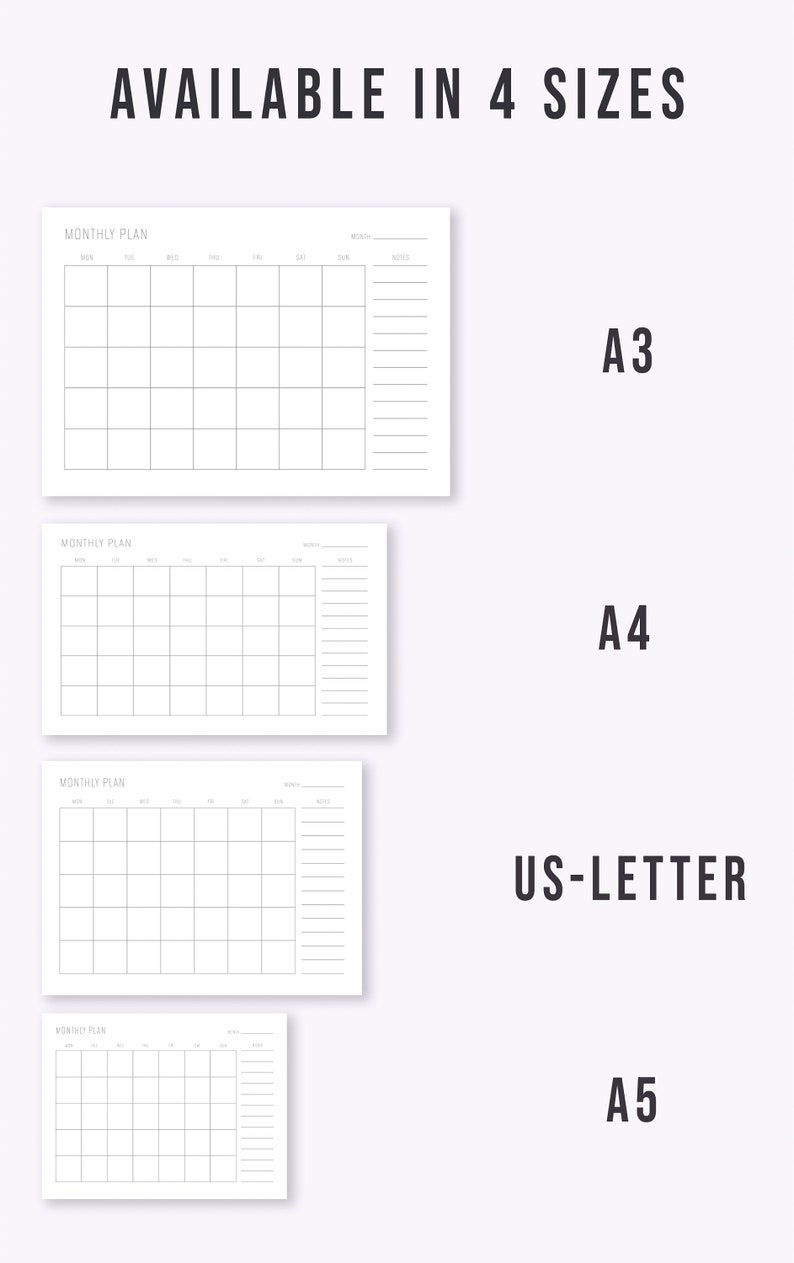 Monthly calendar with notes blank calendar printable calendar