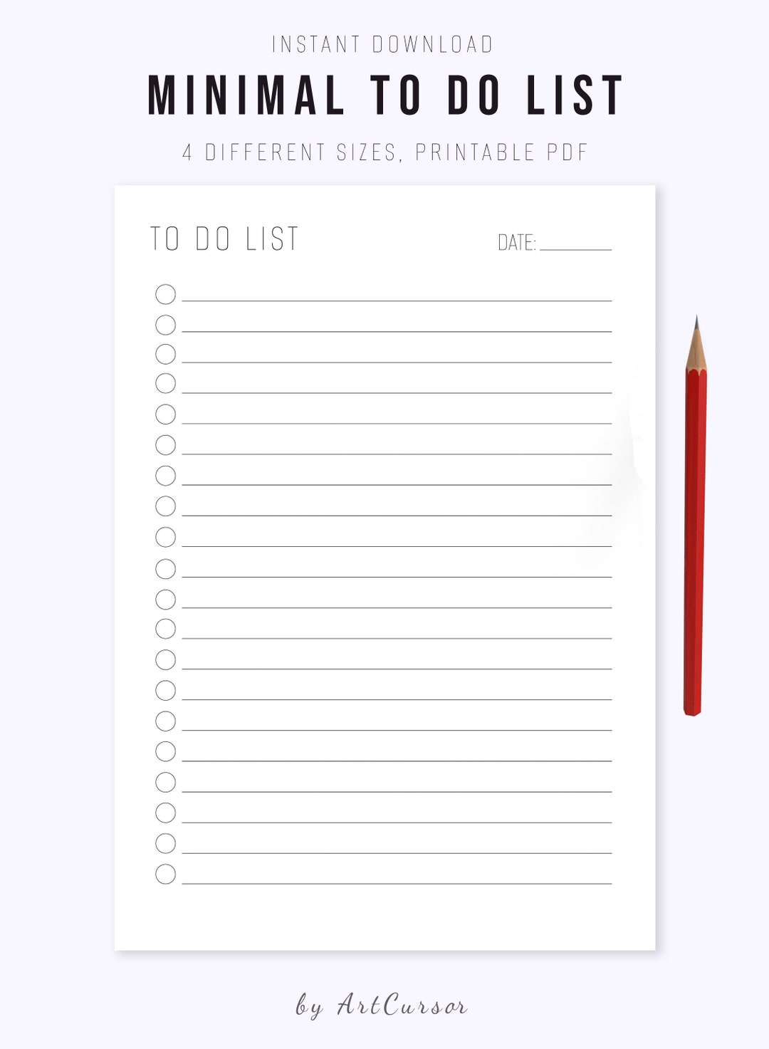 Minimal to Do List Printable, Productivity Planner, Simple Tasks List ...