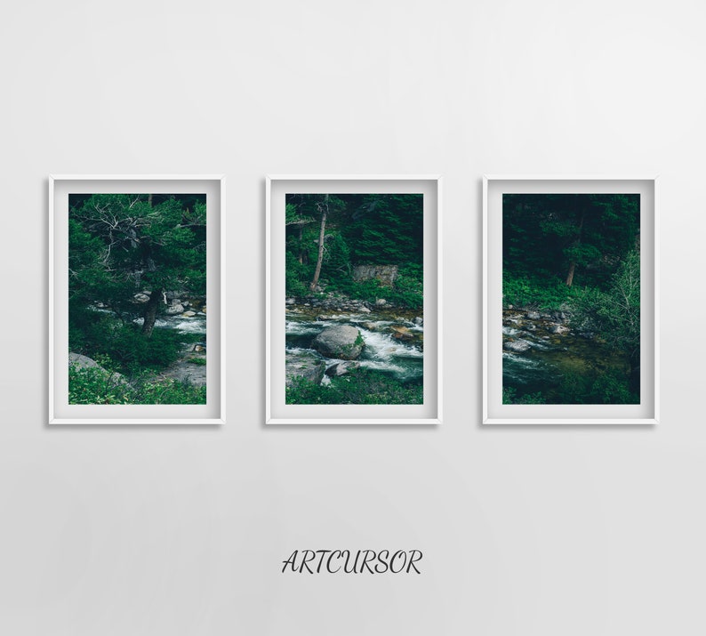 3 Piece Emerald Green Wall Art Print Forest Landscape Art - Etsy