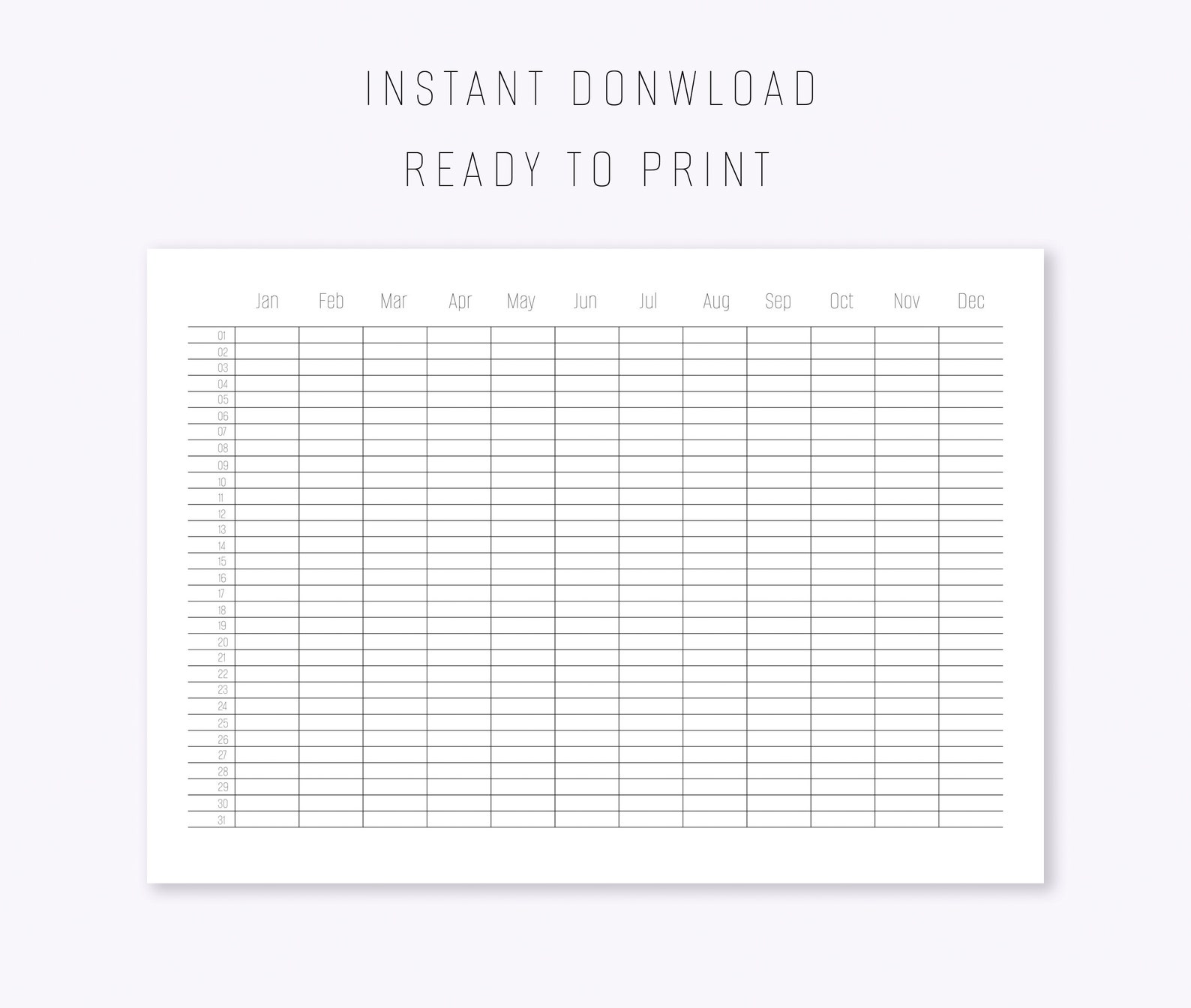 Yearly Planner Printable on 1 Page, Undated Yearly Calendar Template ...