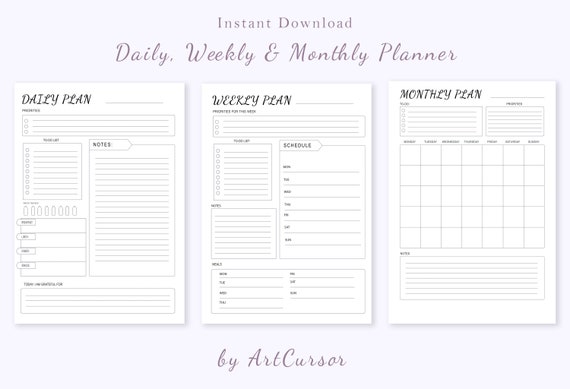 Printable Planner Goal Planner Daily Planner Weekly - Etsy
