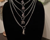 Letter Initial Gothic Font Necklace // Stainless Steel Chain & Pendant
