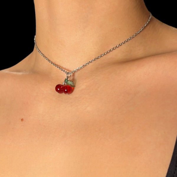 Silver Cherry Necklace