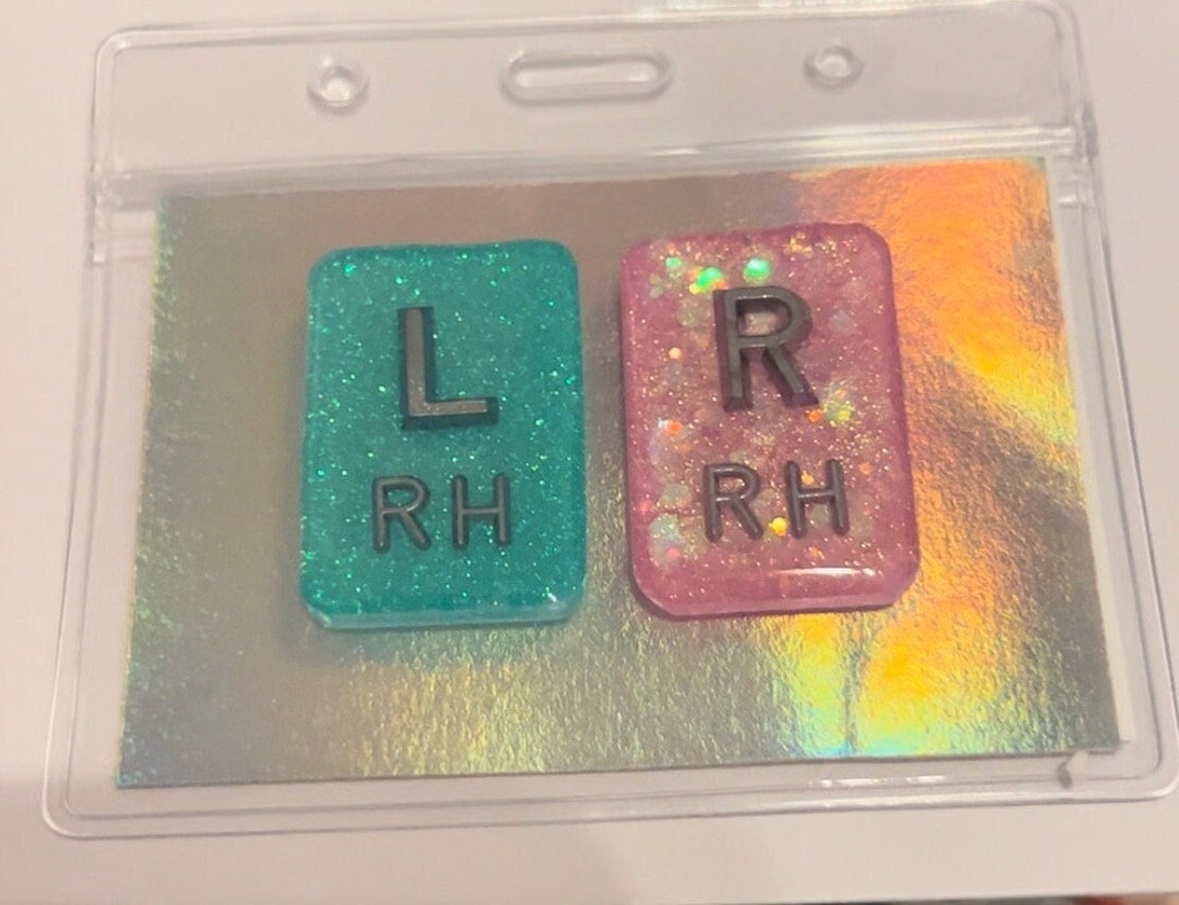 Shimmery Teal and Pink Xray Marker Set. Chrome Marker Holder and