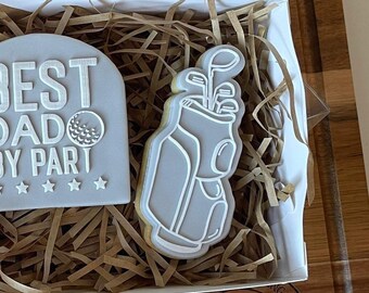 Fathers Day Best Dad by Par Golf Bag Cookie Cutter and Fondant Debosser