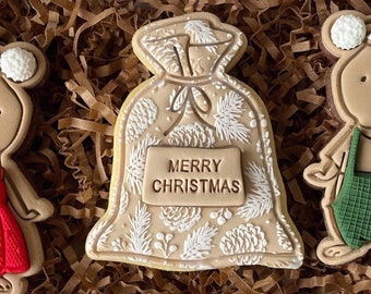Personalisable Santa Sack Christmas Cookie Cutter and Fondant Embosser Stamp