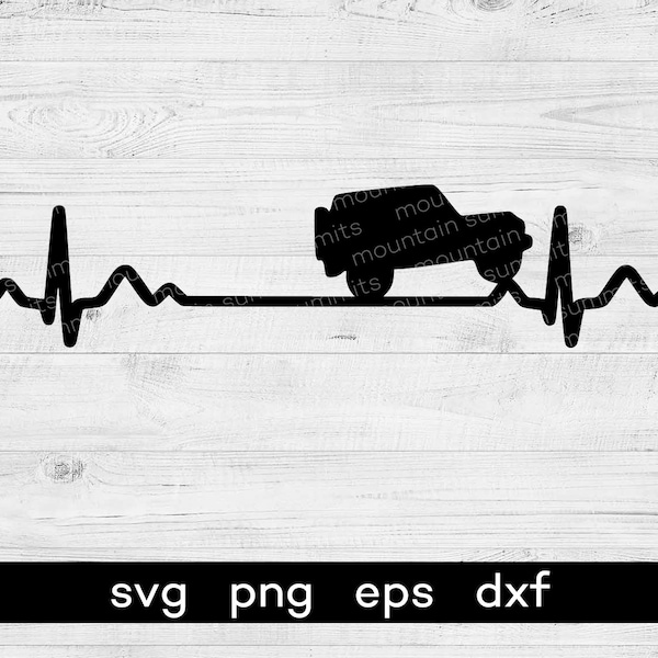 Offroad svg, heartbeat adventure travel outdoor ecg ekg pulse cut files for Cricut, Sillouette, svg, png, dxf, eps *DESCARGA INSTANTÁNEA*