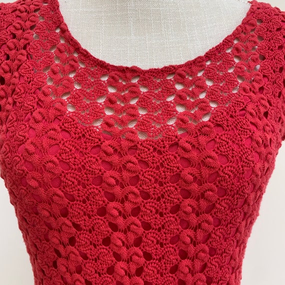 Vintage Free People Red Crochet Lace Fitted Dress… - image 7