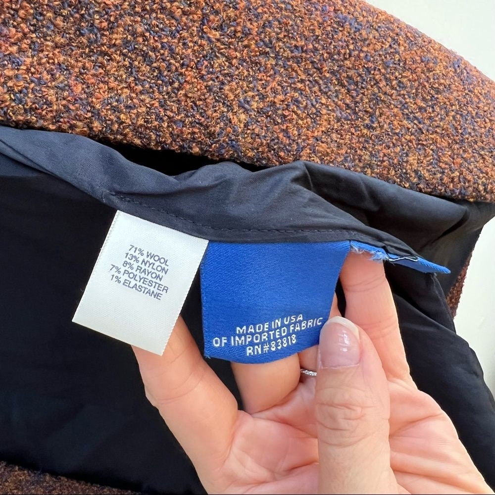 Vintage Austin Reed Red Orange Textured Weave Wool Blend Sweater Coat ...