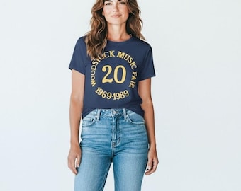 Vintage Woodstock 1989 Navy and Yellow 20th Anniversary T-Shirt