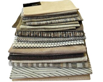 20 Designer Upholstery Fabric Remnants Beige Neutral | Quilting Craft Textile