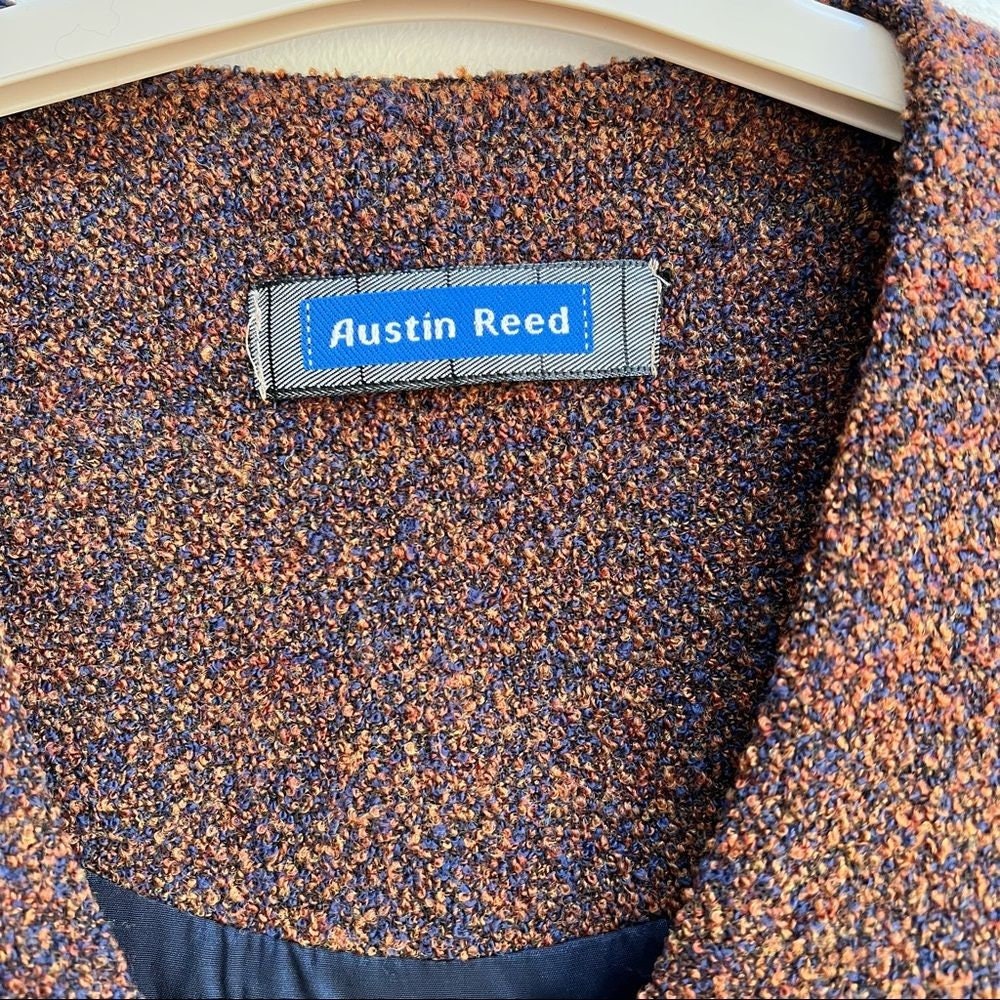 Vintage Austin Reed Red Orange Textured Weave Wool Blend Sweater Coat ...