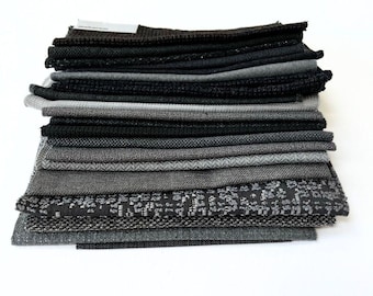20 Designer Upholstery Fabric Remnants Black | Quilting Squares Craft Textile
