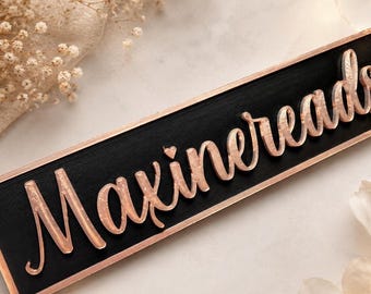 Custom 3D Printed Text Signs, Bookshelf Decor and Gifts (Large, 20cm x 5cm)