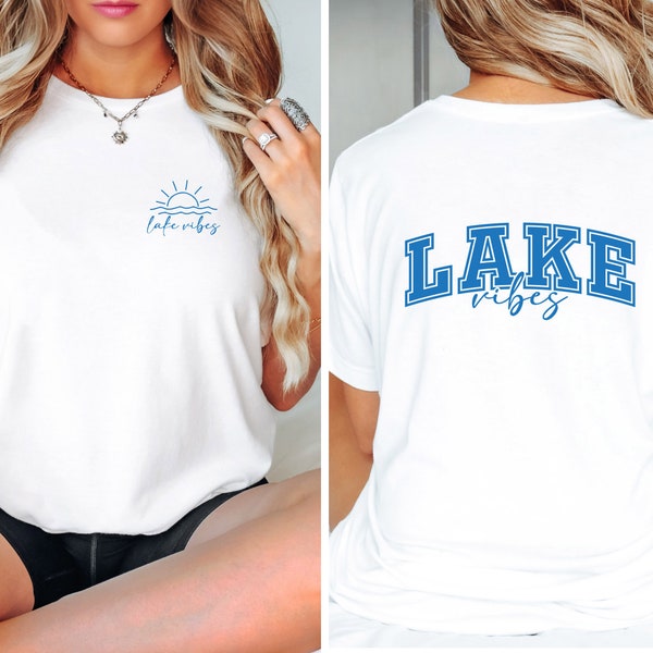 Front and back Lake Vibes htv, Lake Vibes transfer, Summer htv, transfers, Lake Vibes iron ons, DIY ready to press, vinyl transfers, HTV,