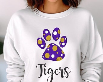 Purple and gold paw pring vinyl transfers, Purple and gold paw print HTV Sports transfers, Ready to press vinyl transfer, shirt not included