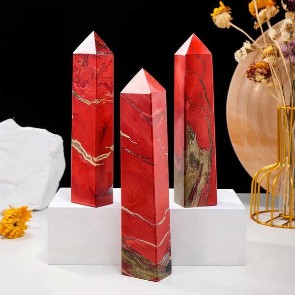 Natural Crystal Red Jasper Crystal Point Magic Tower