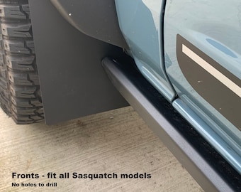 Bro-Flaps: Sasquatch Front mudflaps / Splash Guards for all Bronco models with or without rock sliders and factory sidesteps