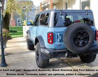 Bro-Flaps: Sasquatch Mudflaps for Bronco with or without sliders and Steps (Black Diamond, Badlands, Heritage, Everglades and First Edition)