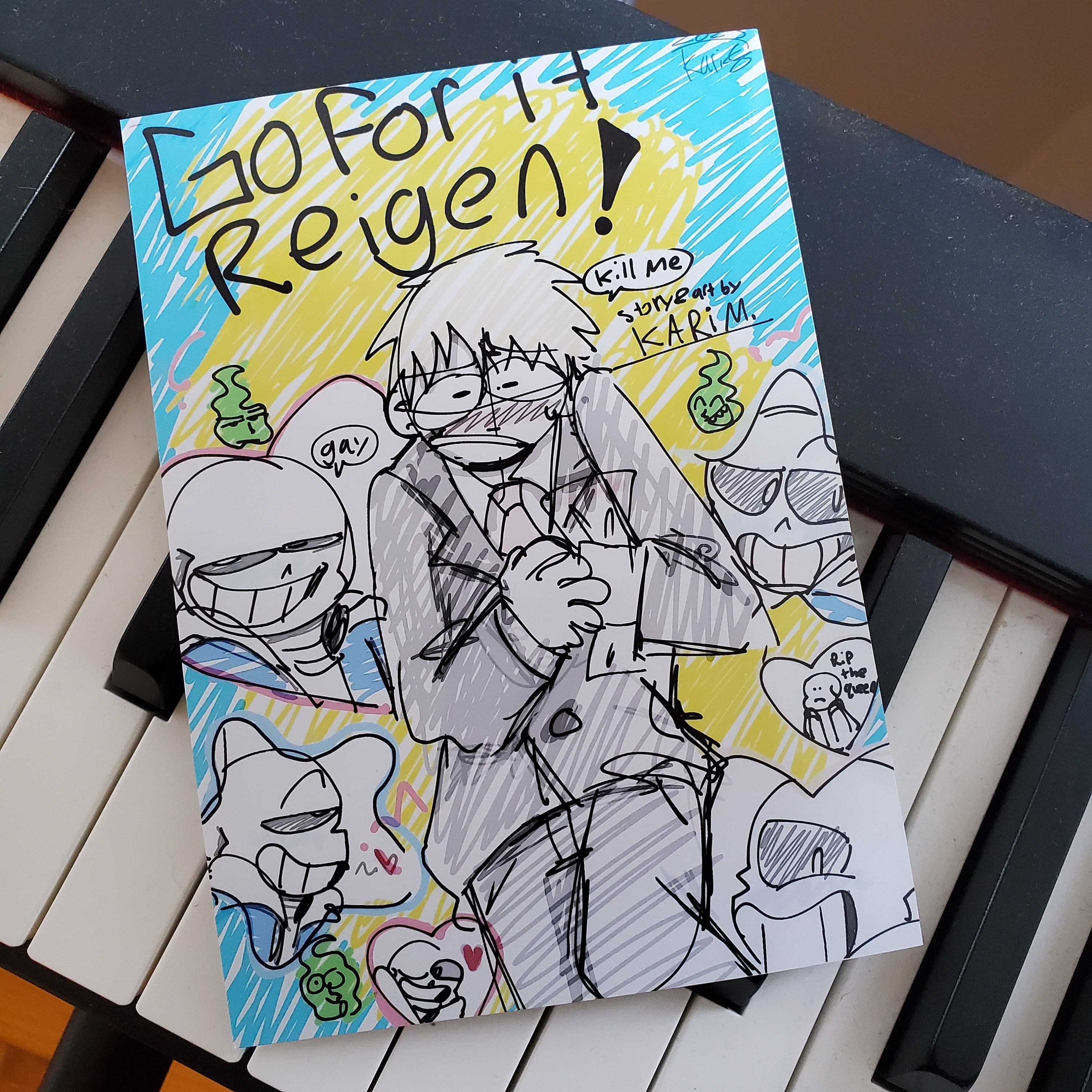 Go For It REIGEN SKETCH EDITION!!!!! 5x7 Mob Psycho100 Reigen x Sans print