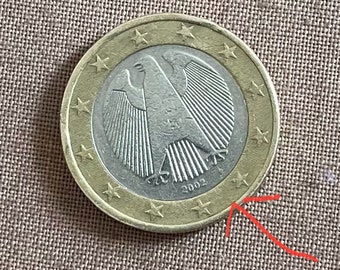 Raro 2002 1 Euro D Coin Error Alemania - error Mint , Moneda coleccionable