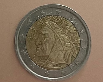 Seltene italienische 2-Euro-Münze 2002 mit Dante.