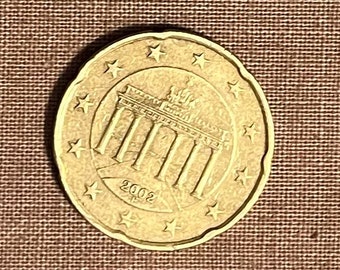 Rare Coin, 20 Cent  euro Coin 2002 F Germany, 2002 Germany, F German Coin 2002, 20 Cent Euro Coin, Collectible Gift