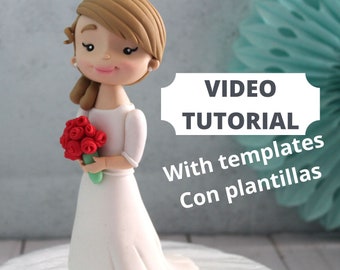 Fondant Bride Cake topper Step by step tutorial with templates