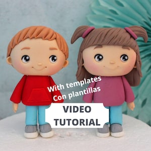 Fondant kids cake topper videotutorial - Fondant children step by step tutorial with templates - Fondant humans cake topper video tutorial