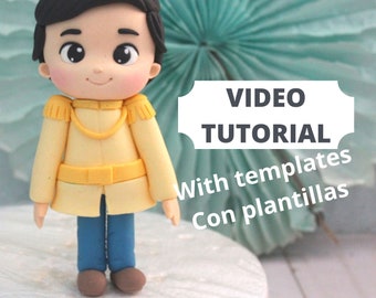 Fondant Prince cake topper step by step videotutorial with printable templates - Prince fondant figurine tutorial with videos and  templates
