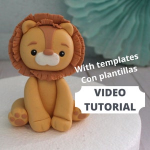 Fondant lion cake topper video tutorial with printable templates - Fondant lion step by step tutorial with templates - Fondant figurine