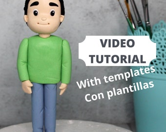 Fondant Man Cake topper Step by step tutorial with templates - Fondant people video tutorial - Fondant boy topper - Fondant figurine tutoria