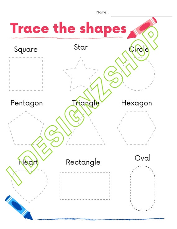 Simple Shapes Tracing Template Etsy