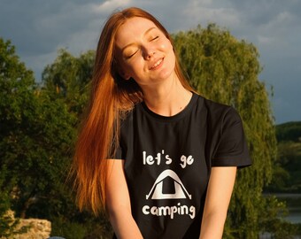 Let's go camping T-shirt, Koszulka kempingowa, Życie na kempingu, Ciesz się naturą, Kochaj kemping, Koszulka unisex męska i damska