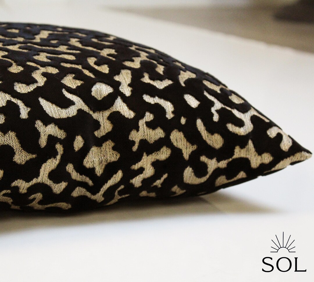 Visual Reference: Luxury Black Velvet Cushion Cover With Abstract Pattern