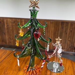 Vintage Christmas Tree pair with hanging decorations  Seasonal Decor - Christmas Tree Decor