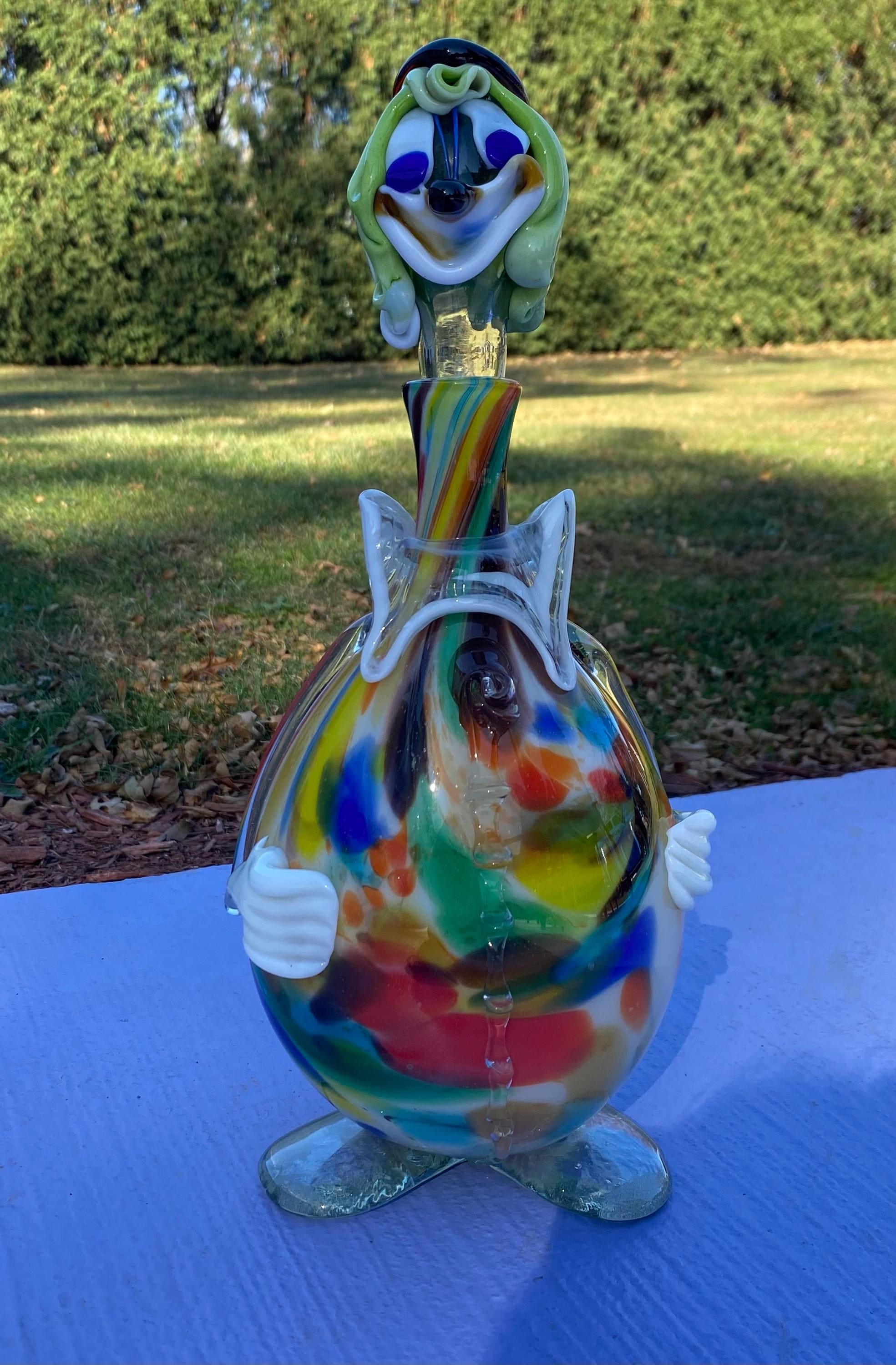 MURANO 36㎝ ムラノ 花鳥文 グリーン デカンタ ボトル 瓶 MURANO 36㎝ ムラノ 花鳥文 グリーン デカンタ ボトル 瓶 Vtg