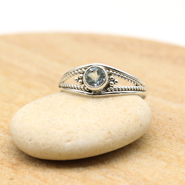 Bague Holsted Jewelers En Topaze Bleue 1 Carat Et CZ - Taille 6 - Neuf Avec étiquettes